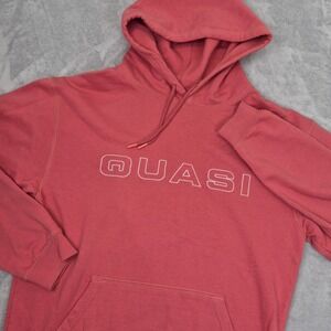 Quasi Skateboards Men Large Salmon Pink Embroidered Logo Pullover Hoodie Cotton